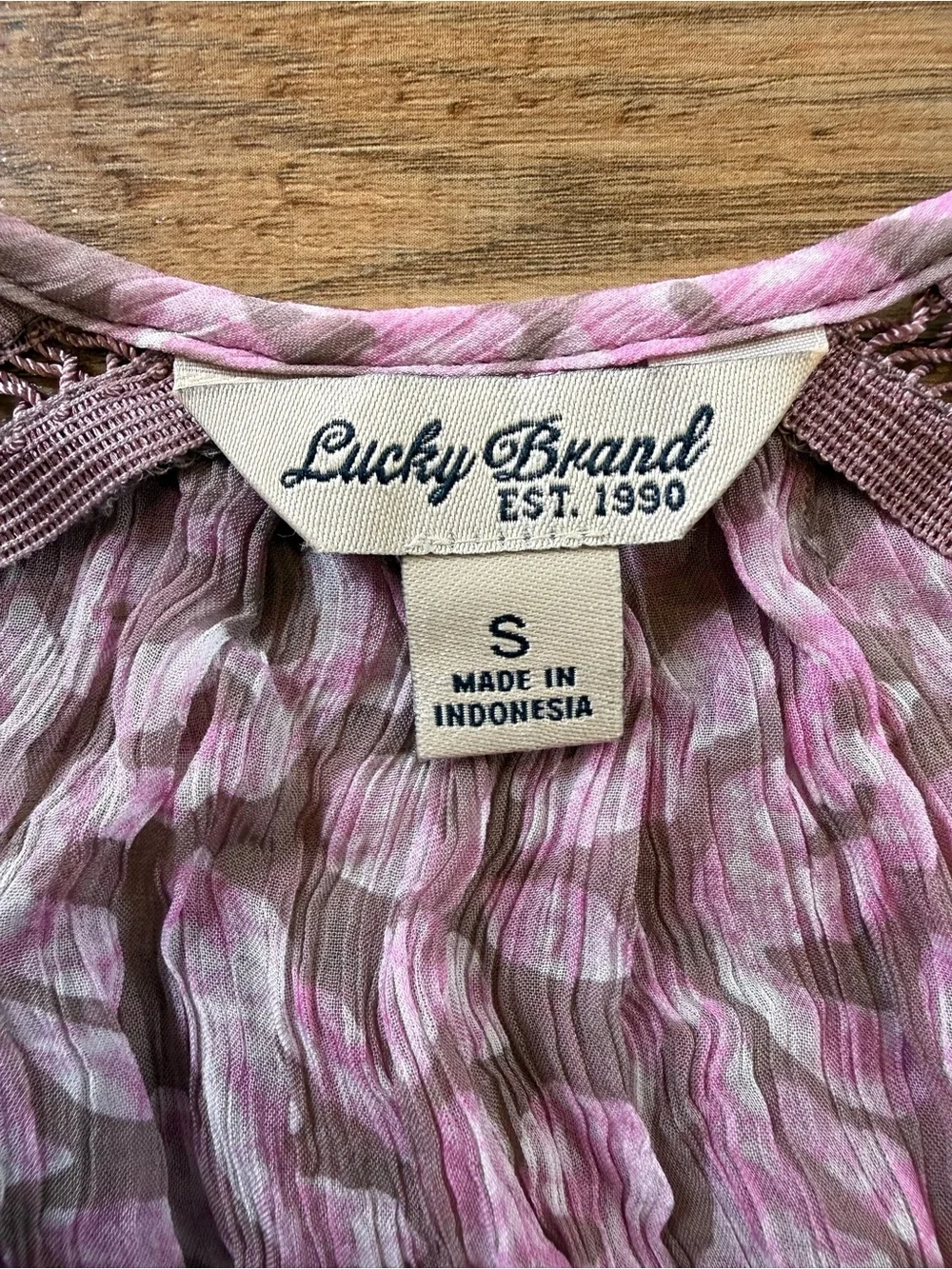Lucky Brand Fairycore Pink Sheer Ombre Floral Long Sleeve V-Neck Top